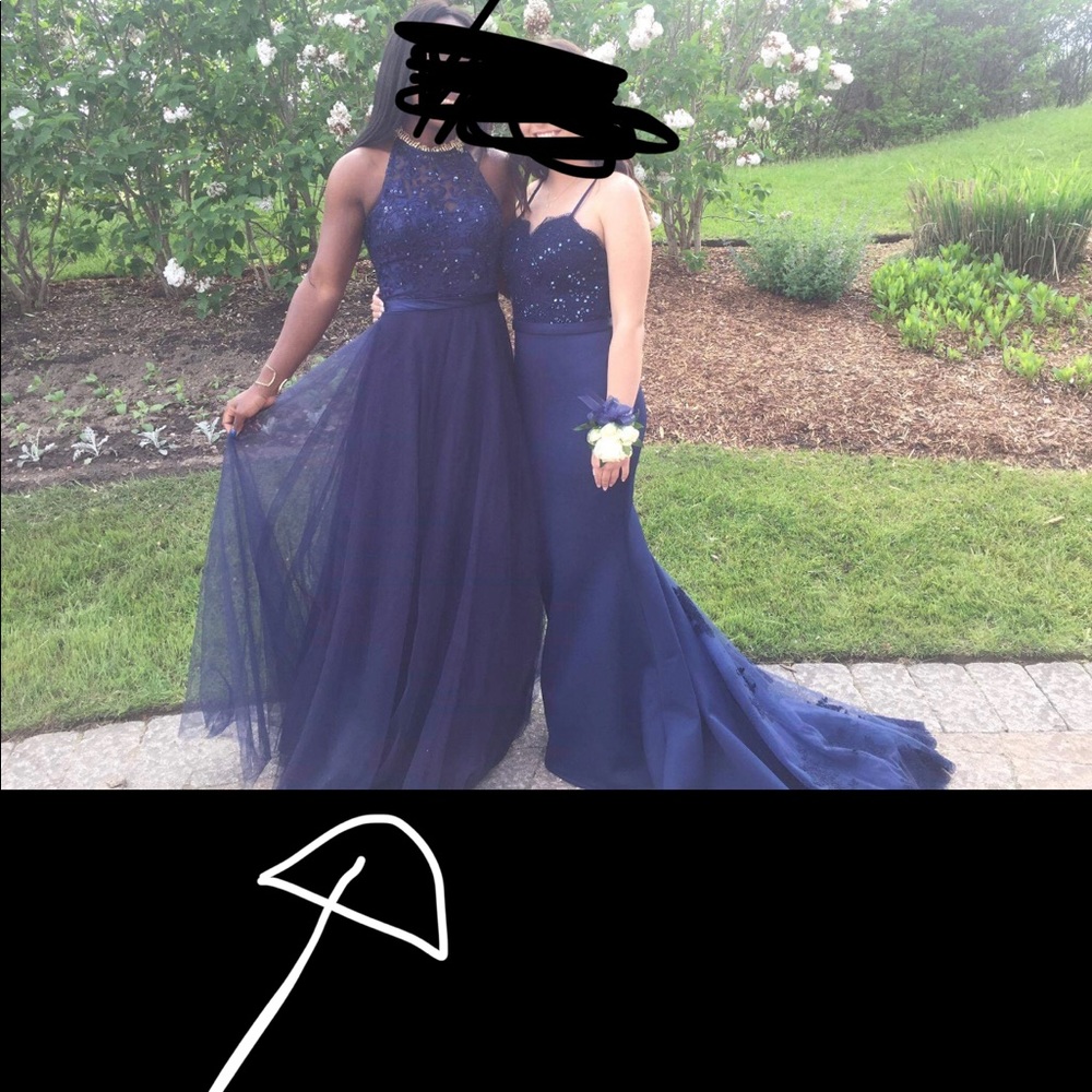 Deep blue prom dress
